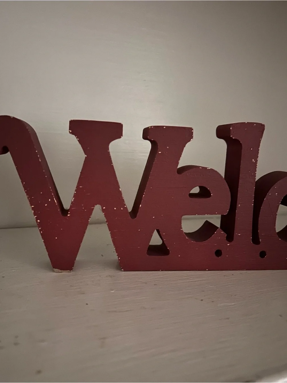 Wooden “WELCOME” Stand-Alone or Hang. Shabby Chic. 16” x 4” x 1.5” GUC.